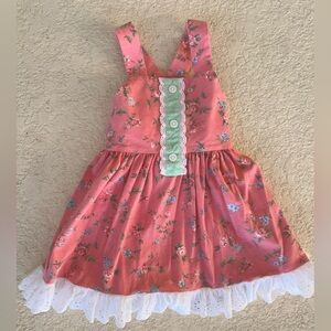 Ricrac & Ruffles Girls Boutique Dress 3T Pink Floral Prairie Ruffle Twirl